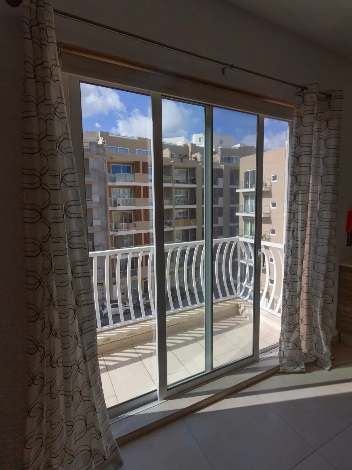 Sliding doors opening onto the balcony